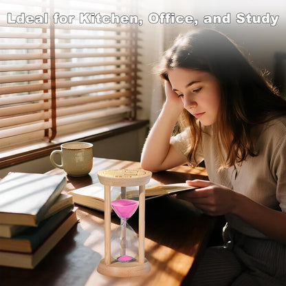 Wooden Sand Timers 2 Minute Hourglass,Bamboo Mini Pink Sand Clock for Decor, Small Reloj De Arena for Kitchen, Office, Toothbrush, Classroom