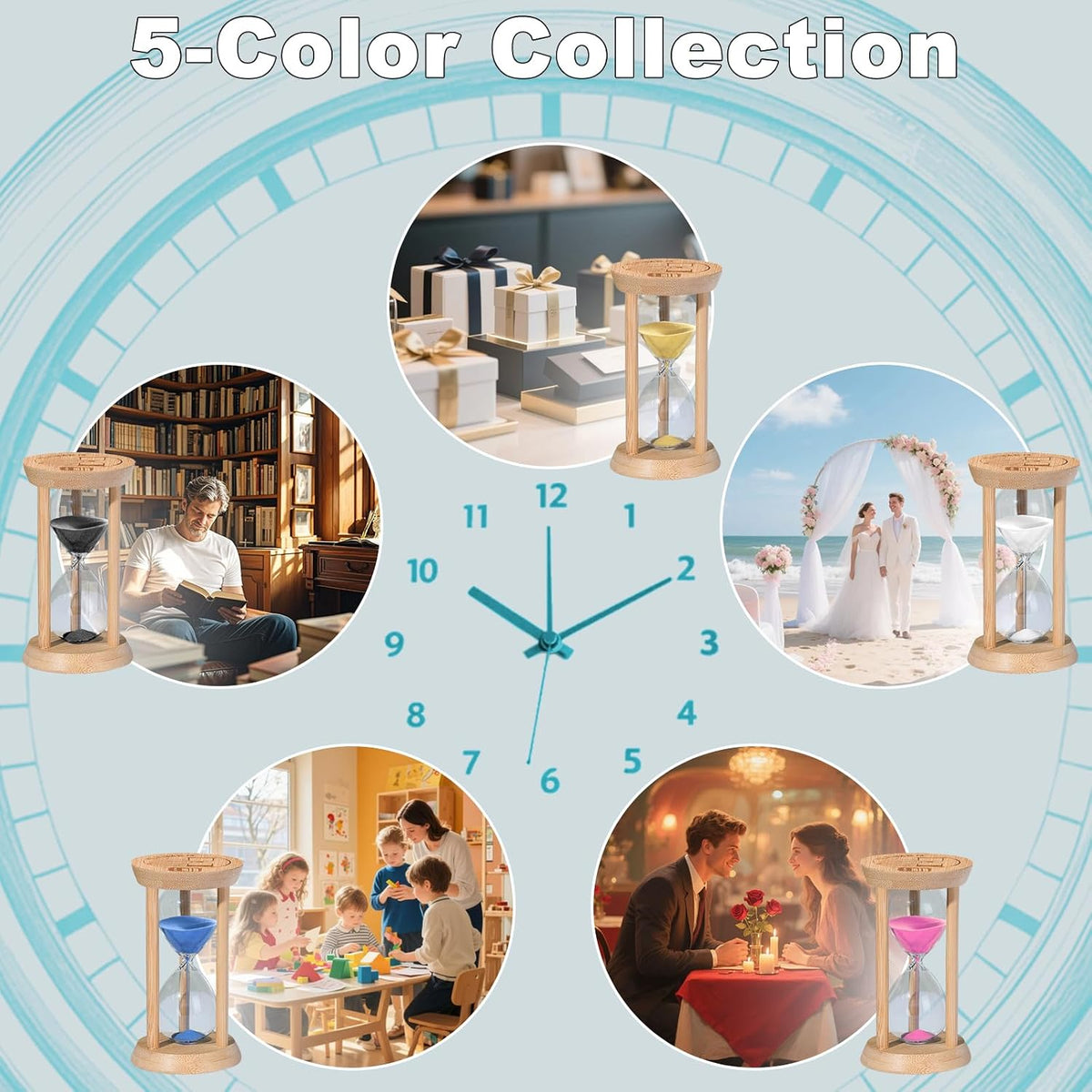 Wooden Sand Timers 2 Minute Hourglass,Bamboo Mini Pink Sand Clock for Decor, Small Reloj De Arena for Kitchen, Office, Toothbrush, Classroom
