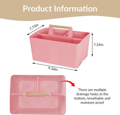 Shower Caddy Portable and Cleaning Caddy Organizer for Bathroom, Kitchen, Toiletries Storage ，Caddy organizer with handle, Rust-Resistant, Durable Material (Pink, 9.36" L×7.73" W×7.24" H)