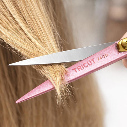 X400 Professional Barber Scissors 6.5” – Pink Hair Cutting Shears for Men & Women Japanese Stainless Steel, Adjustable Tension Screw, Ergonomic Handle Includes Comb & Leather Case