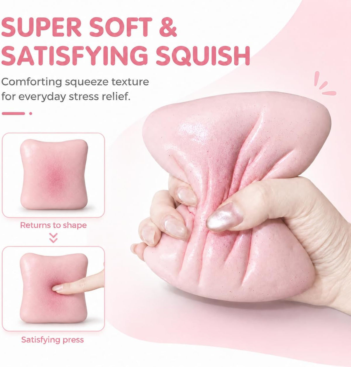 Sticky Bread Squishy Fidget Toys,Slow Rising Butter Squishy Toy,Moist and Soft Stress Toast Balls,Stress Relief & Fidget Toys for ADHD,Party Favor Gift (Pink A-1pcs)
