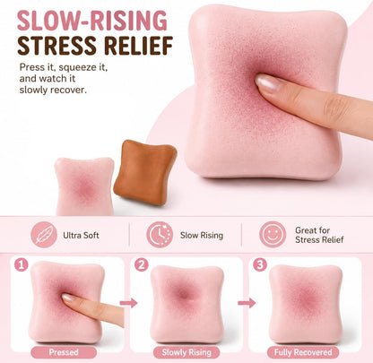 Sticky Bread Squishy Fidget Toys,Slow Rising Butter Squishy Toy,Moist and Soft Stress Toast Balls,Stress Relief & Fidget Toys for ADHD,Party Favor Gift (Pink A-1pcs)