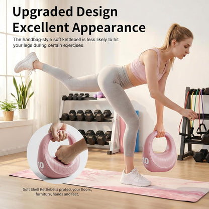 Soft Kettlebell, Kettlebells Anti-Slip Grip with Cushioned Impact-Resistant Base, Strength Training Kettlebells Sets for Home Workouts, Kettlebell for Women/Men/Beginners (6LB/10LB/15LB)