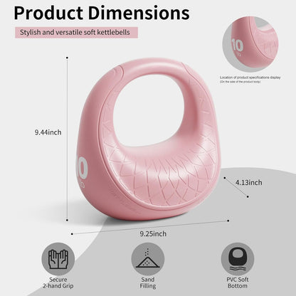Soft Kettlebell, Kettlebells Anti-Slip Grip with Cushioned Impact-Resistant Base, Strength Training Kettlebells Sets for Home Workouts, Kettlebell for Women/Men/Beginners (6LB/10LB/15LB)