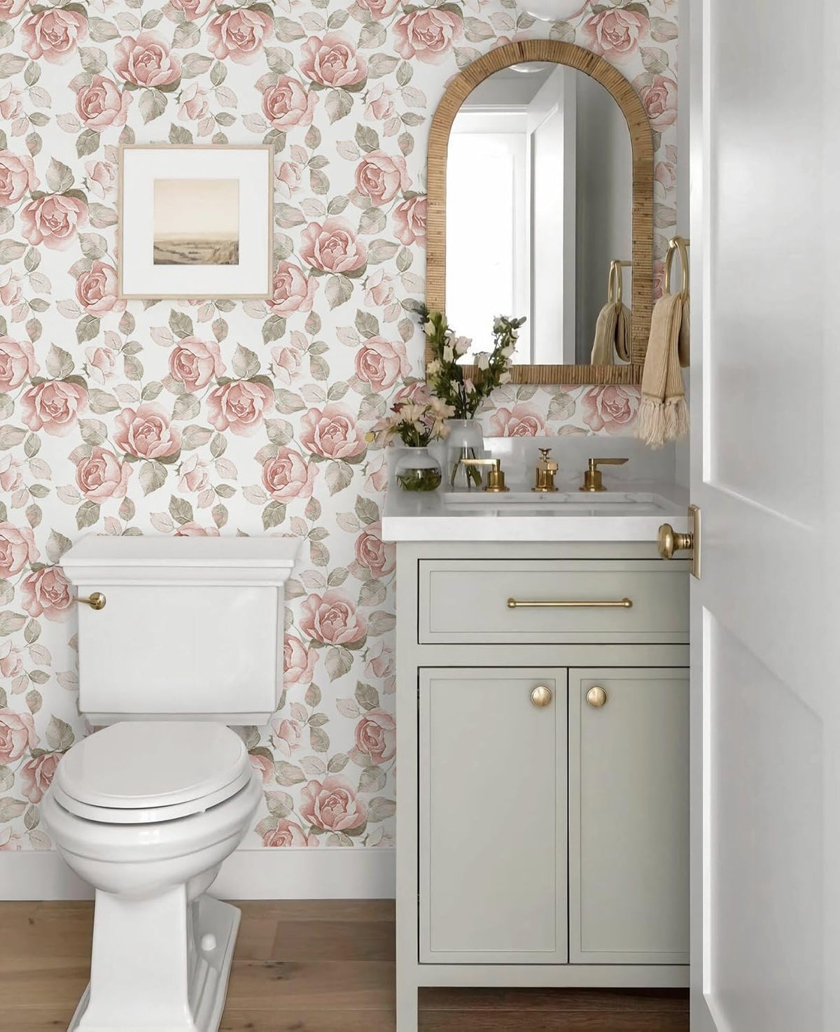 Heroad 16.1''x118'' Floral Peel and Stick Wallpaper Vintage Contact Paper Pink Rose Wall Paper Removable Renter Friendly Wallpaper for Bathroom Bedroom Nursery Waterproof Self Adhesive Vinyl Rolls