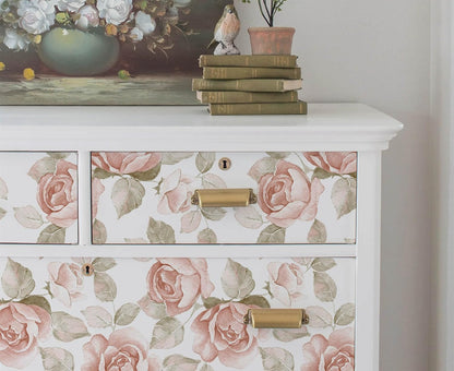 Heroad 16.1''x118'' Floral Peel and Stick Wallpaper Vintage Contact Paper Pink Rose Wall Paper Removable Renter Friendly Wallpaper for Bathroom Bedroom Nursery Waterproof Self Adhesive Vinyl Rolls
