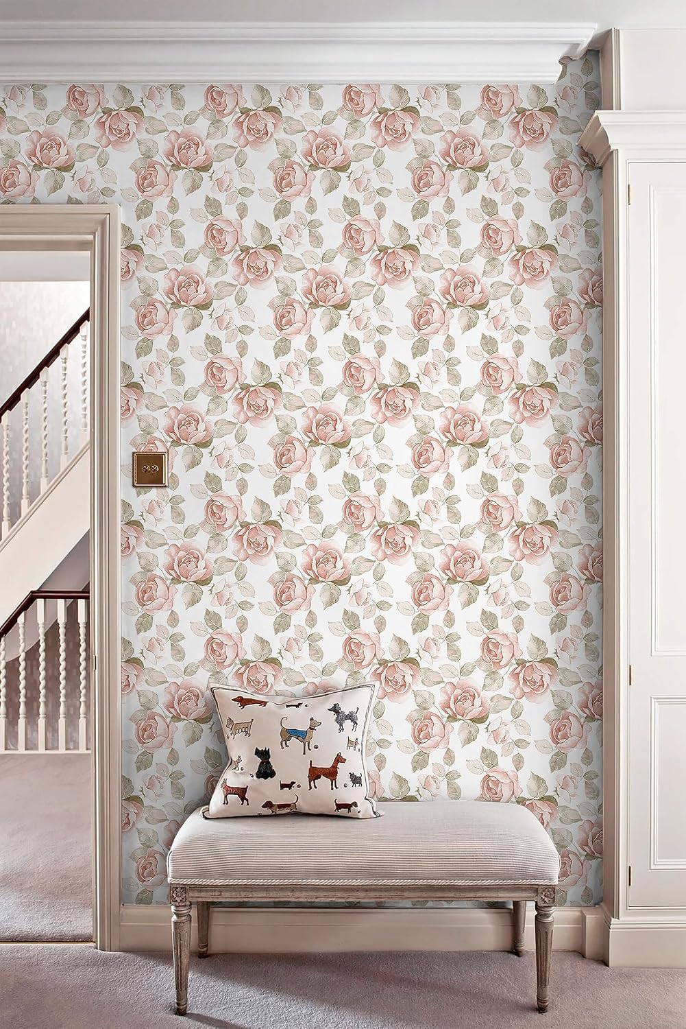 Heroad 16.1''x118'' Floral Peel and Stick Wallpaper Vintage Contact Paper Pink Rose Wall Paper Removable Renter Friendly Wallpaper for Bathroom Bedroom Nursery Waterproof Self Adhesive Vinyl Rolls