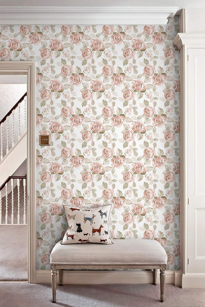 Heroad 16.1''x118'' Floral Peel and Stick Wallpaper Vintage Contact Paper Pink Rose Wall Paper Removable Renter Friendly Wallpaper for Bathroom Bedroom Nursery Waterproof Self Adhesive Vinyl Rolls