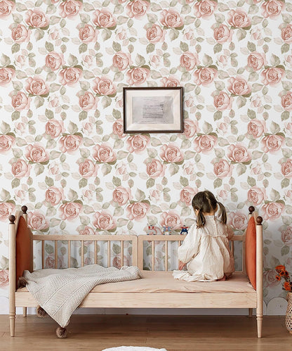 Heroad 16.1''x118'' Floral Peel and Stick Wallpaper Vintage Contact Paper Pink Rose Wall Paper Removable Renter Friendly Wallpaper for Bathroom Bedroom Nursery Waterproof Self Adhesive Vinyl Rolls