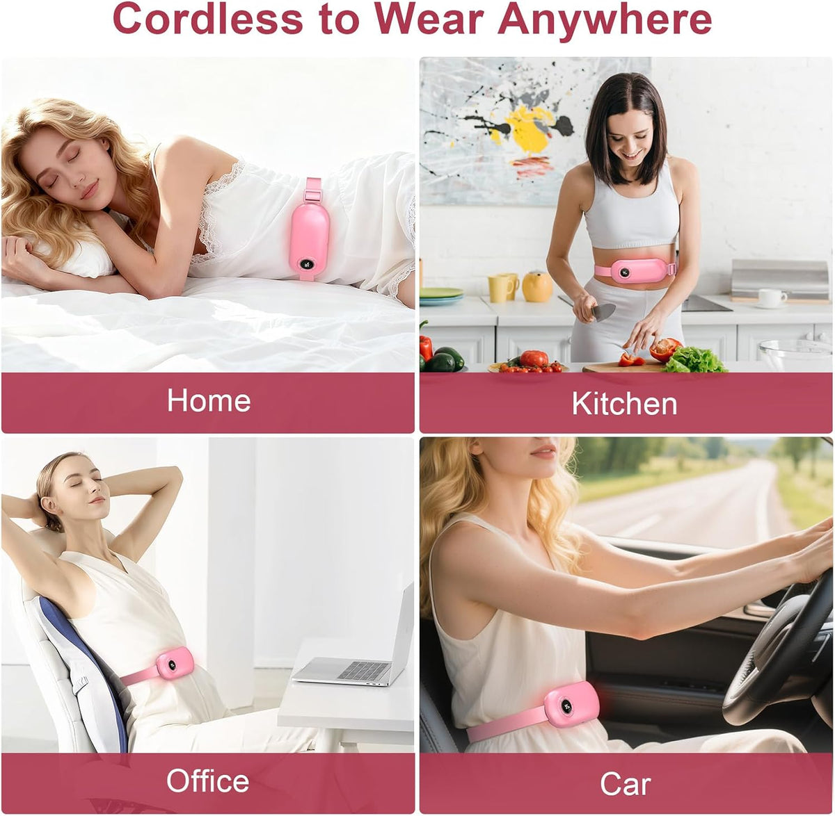 SZO Period Cramp Heating Pad with 3Heat Levels & 3Massage Modes, Pink
