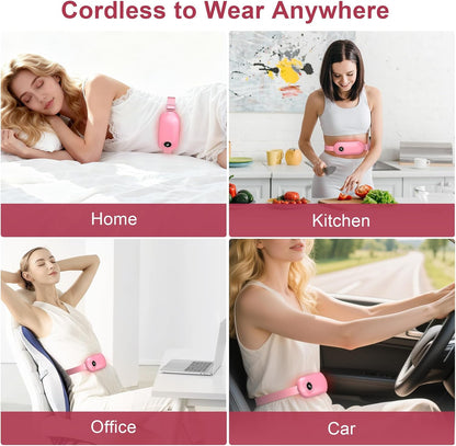 SZO Period Cramp Heating Pad with 3Heat Levels & 3Massage Modes, Pink