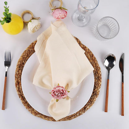 Handcraft Flower Napkin Rings Set of 12, Pink Peony Napkin Holder
