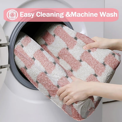 Bath mats for Bathroom Non Slip, 32" X 20" Pink and White Checkered Bath Mat, Luxury Microfiber Super Absorbent Bathroom-Rug, Aesthetic Bathrooms Rug, Classic Bath Decor Washable.