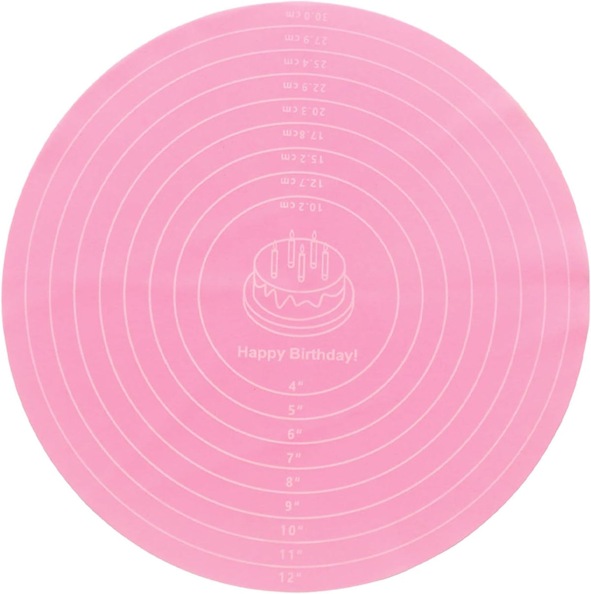 Silicone Baking Mat, Round Cake Mat with Measurements, Pink