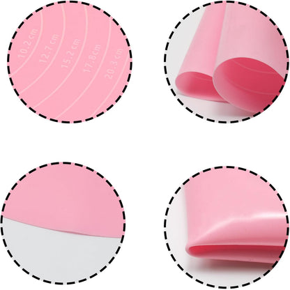 Silicone Baking Mat, Round Cake Mat with Measurements, Pink