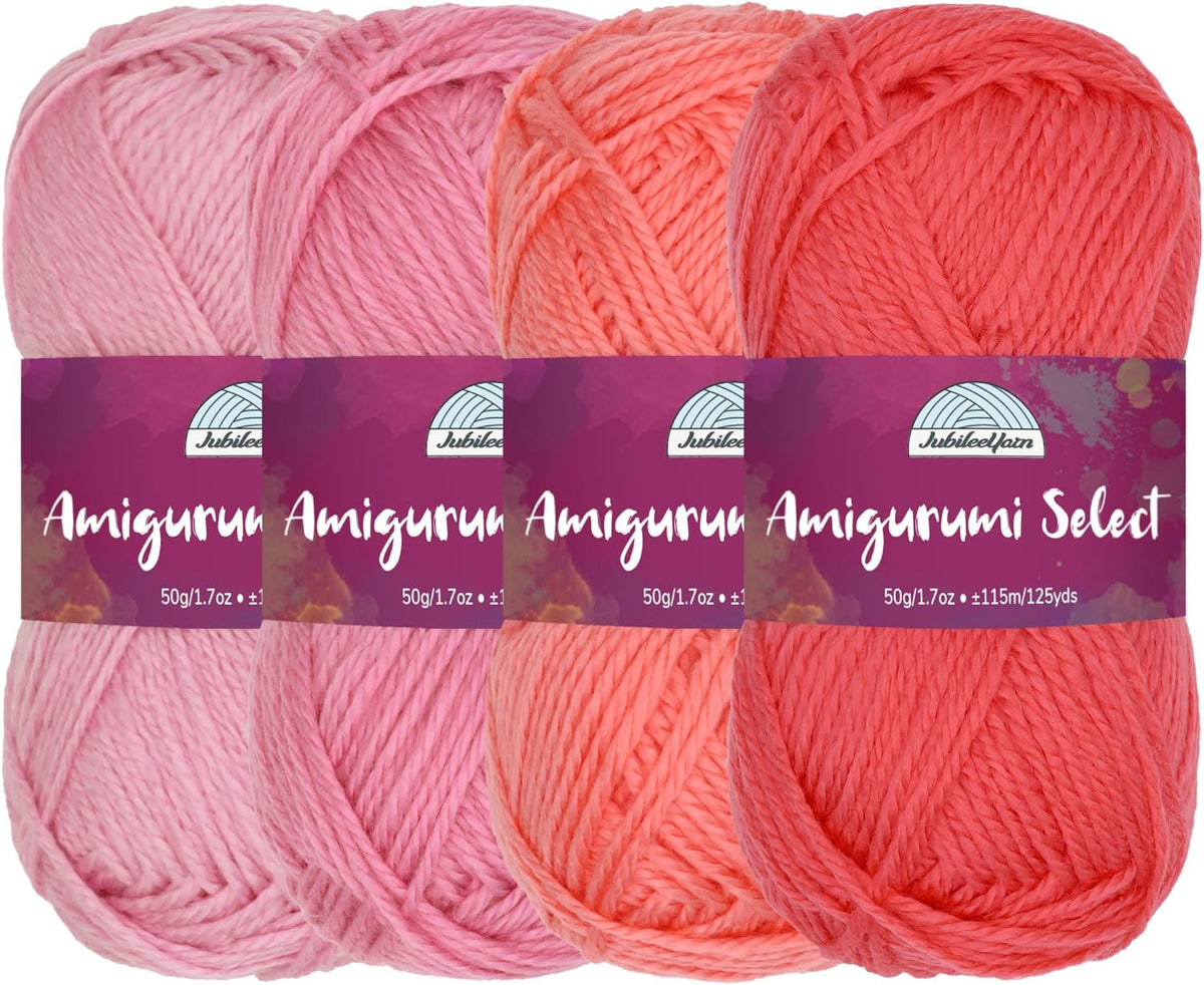 JubileeYarn Amigurumi Select Yarn - Shades of Pink - 4 Skeins