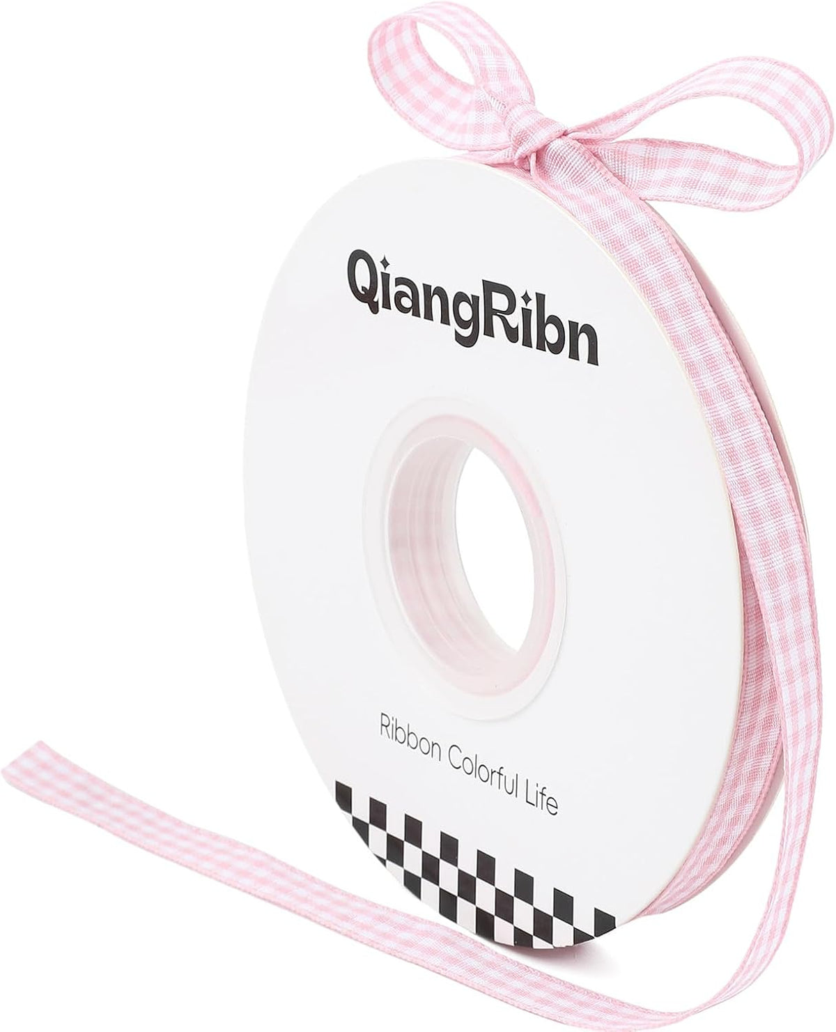 Gingham Ribbon, Pink, Plaid Craft Ribbon, 3/8 Inch x 50 Yards