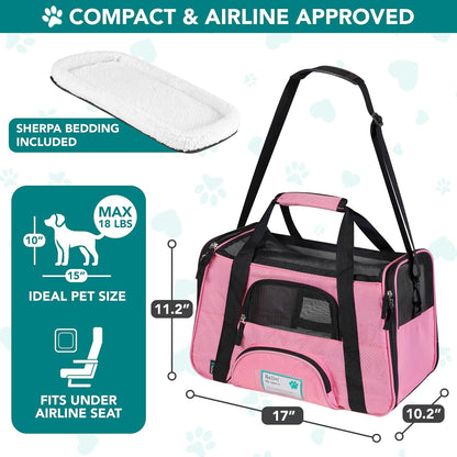 Airline Approved Pet Carrier for Cats & Small Dogs, Small, Pink