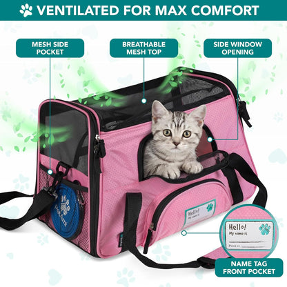 Airline Approved Pet Carrier for Cats & Small Dogs, Small, Pink