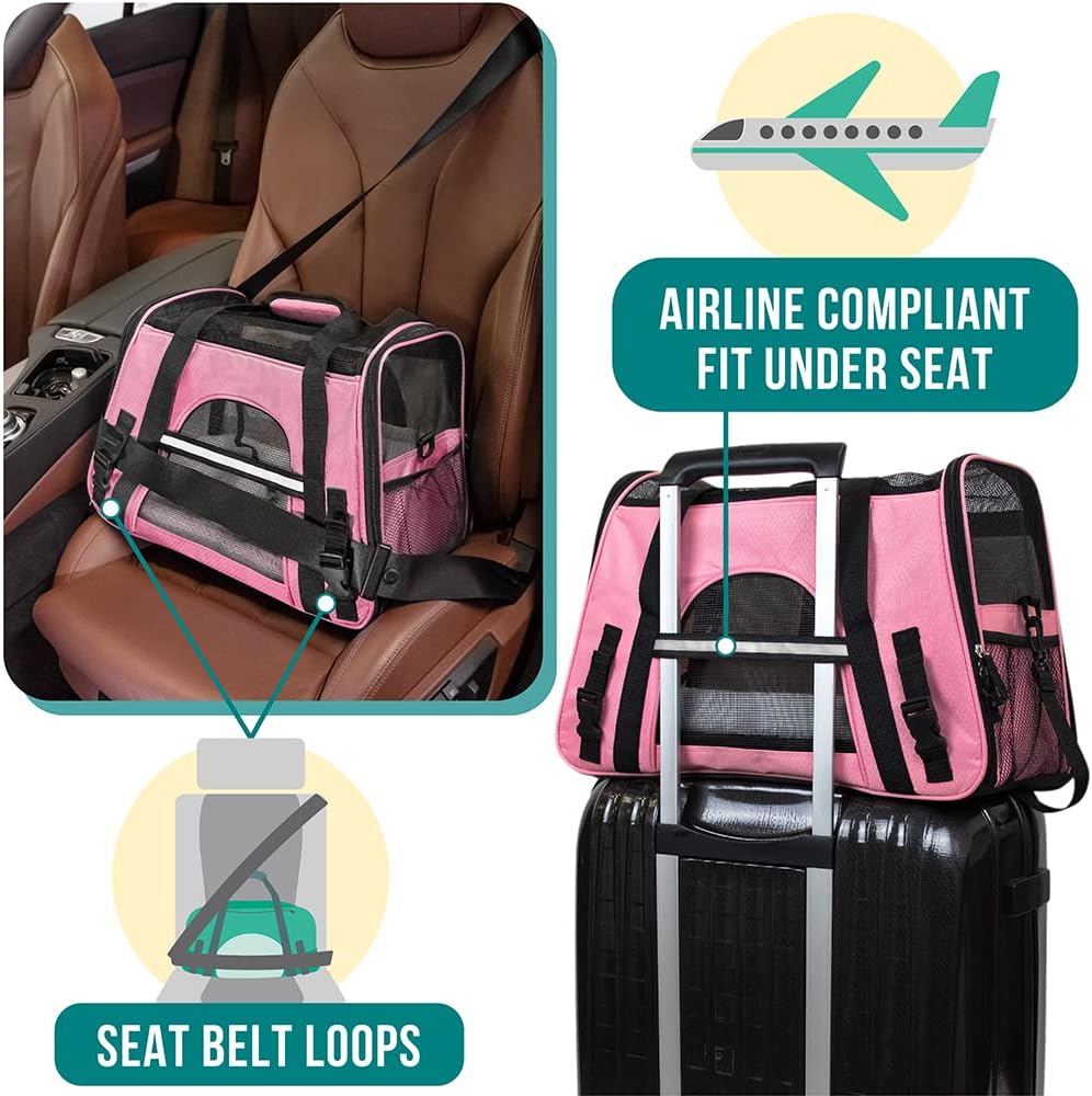 Airline Approved Pet Carrier for Cats & Small Dogs, Small, Pink