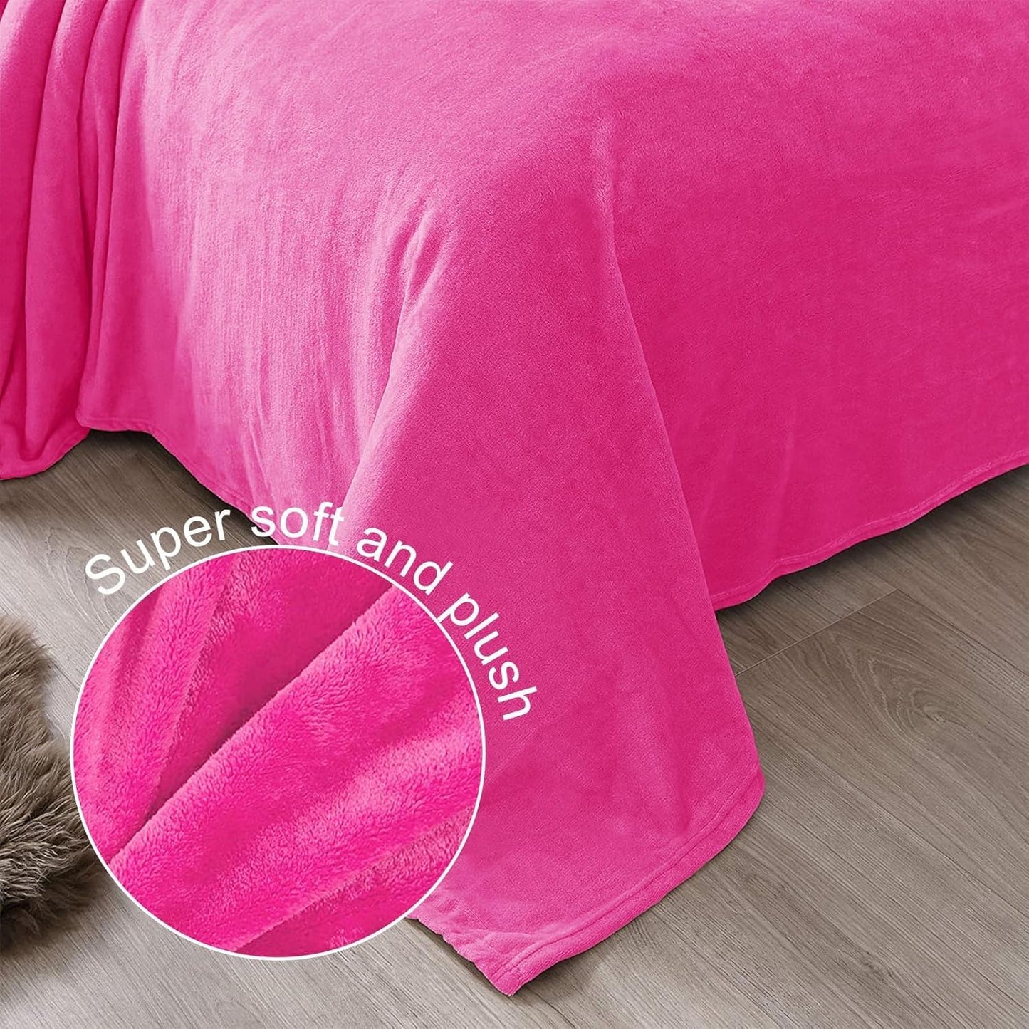 Exclusivo Mezcla Fleece Throw XL Blanket for Couch, Sofa, Super Soft and Warm Hot Pink Blankets, All Season, Cozy, Plush, Lightweight, 50x70 Inches