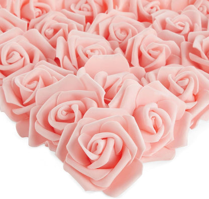 Artificial Roses for Wedding Decor - 3-Inch Pink, 100 Pack - Realistic Artificial Flowers for Centerpiece Table Decorations