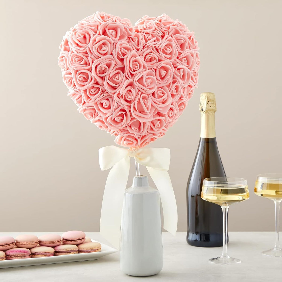 Artificial Roses for Wedding Decor - 3-Inch Pink, 100 Pack - Realistic Artificial Flowers for Centerpiece Table Decorations