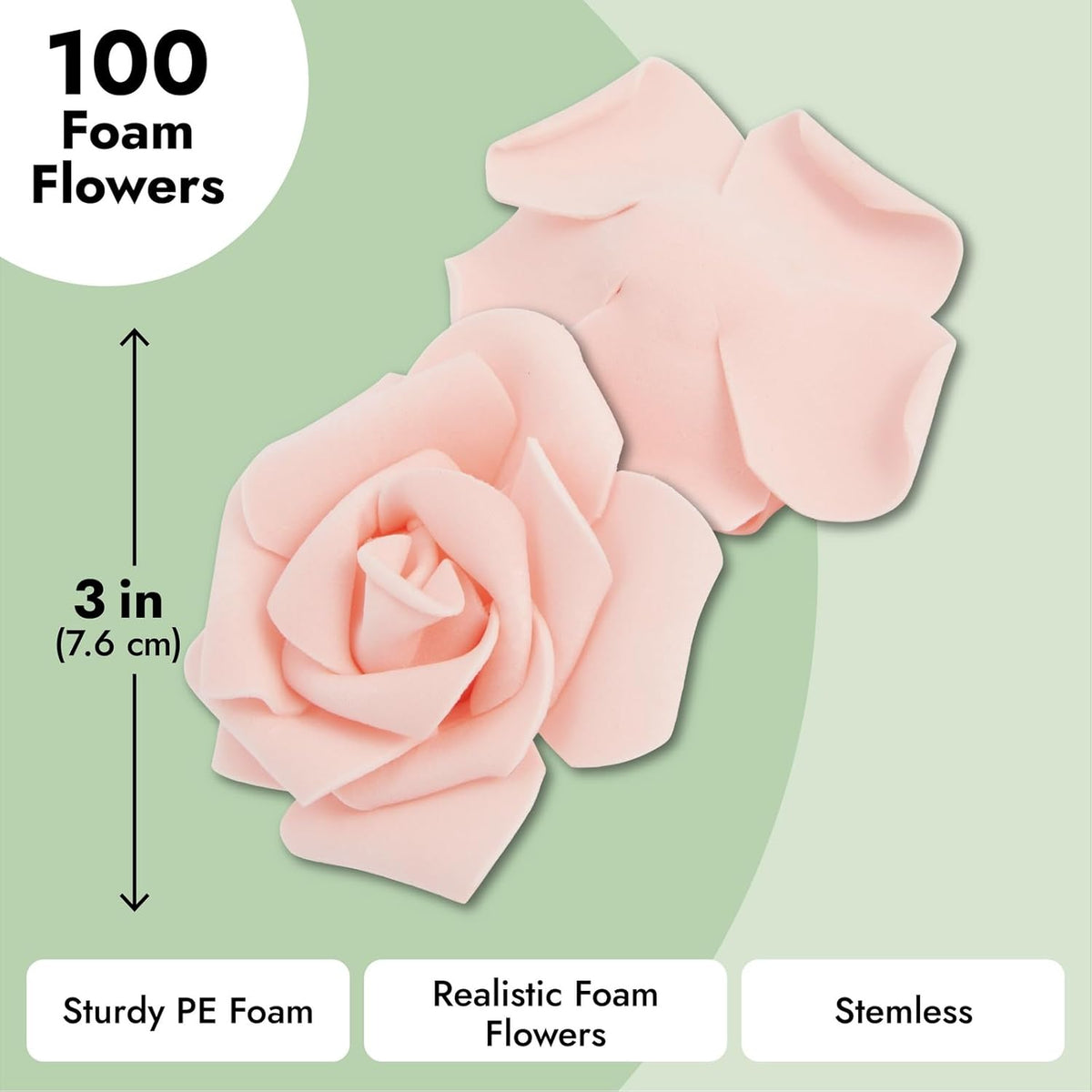 Artificial Roses for Wedding Decor - 3-Inch Pink, 100 Pack - Realistic Artificial Flowers for Centerpiece Table Decorations