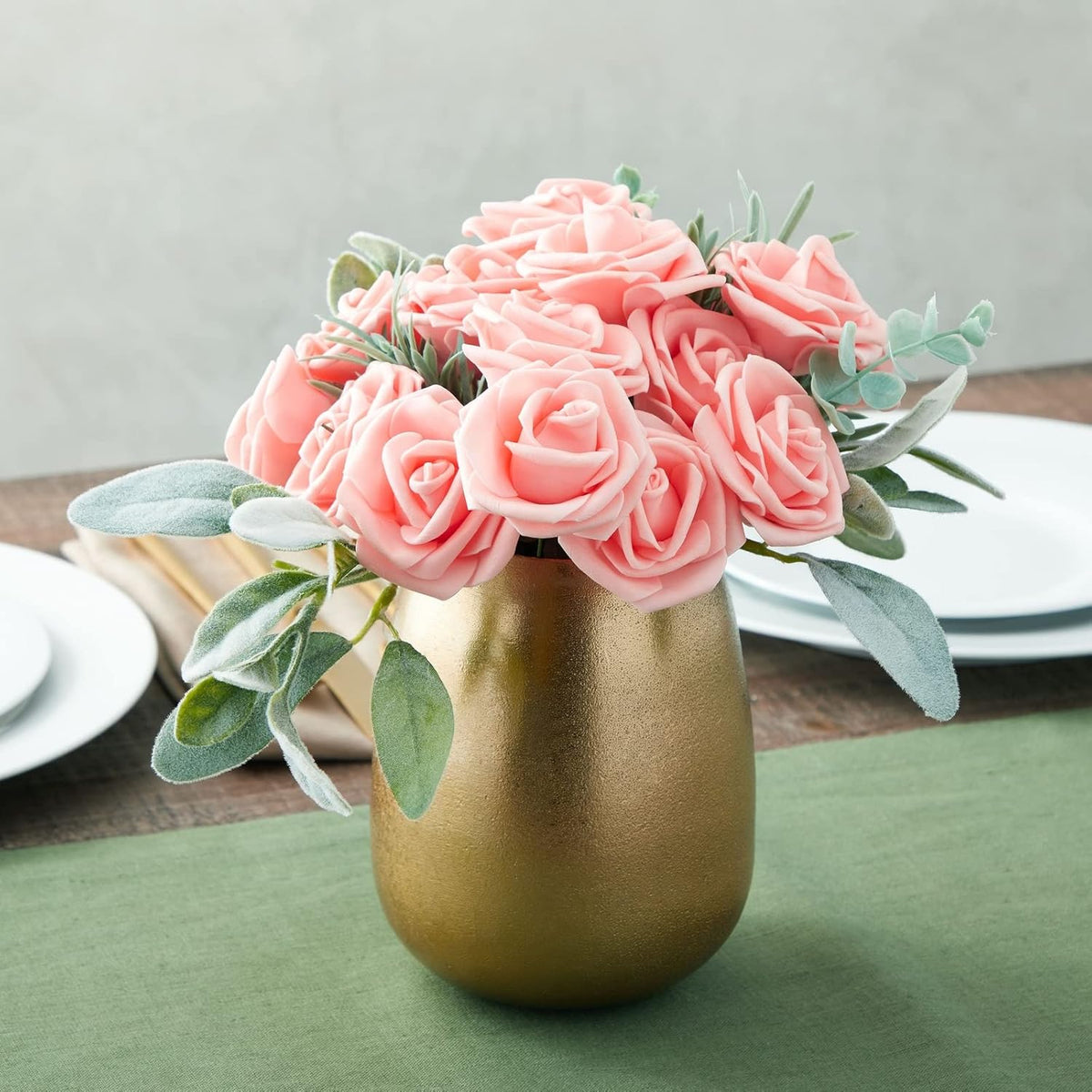 Artificial Roses for Wedding Decor - 3-Inch Pink, 100 Pack - Realistic Artificial Flowers for Centerpiece Table Decorations
