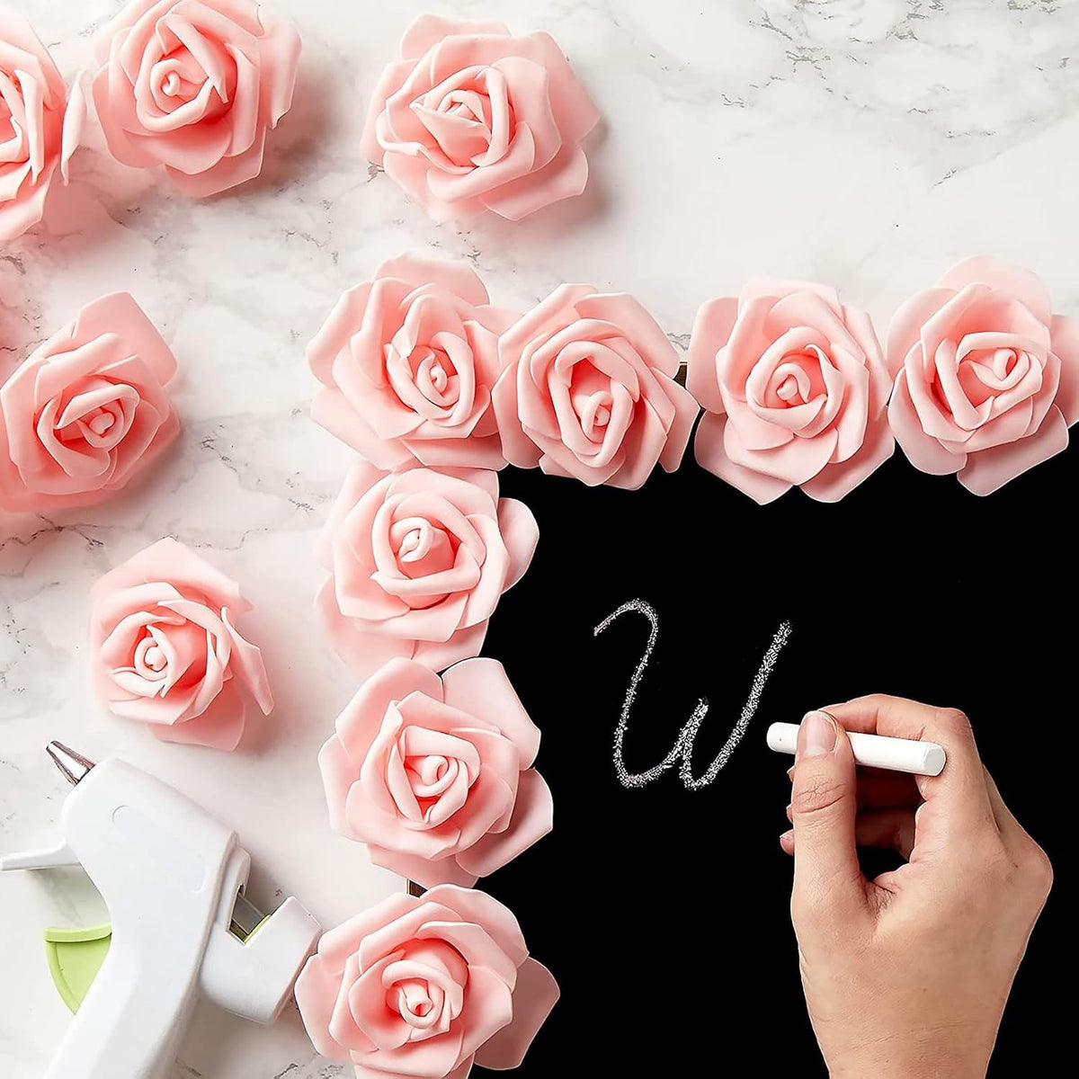Artificial Roses for Wedding Decor - 3-Inch Pink, 100 Pack - Realistic Artificial Flowers for Centerpiece Table Decorations