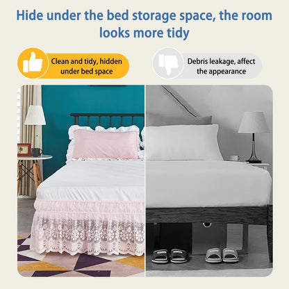 Pink Lace Bed Skirt for Full Bed - 15in. Drop, Easy Fit Ruffle Bedskirt Wrap Around Bed Skirt, Anti Wrinkle & Fade Resistant