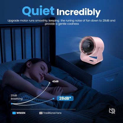 WSKEN Desk Fan with Battery Operated, Quiet Digital Display Portable Fan