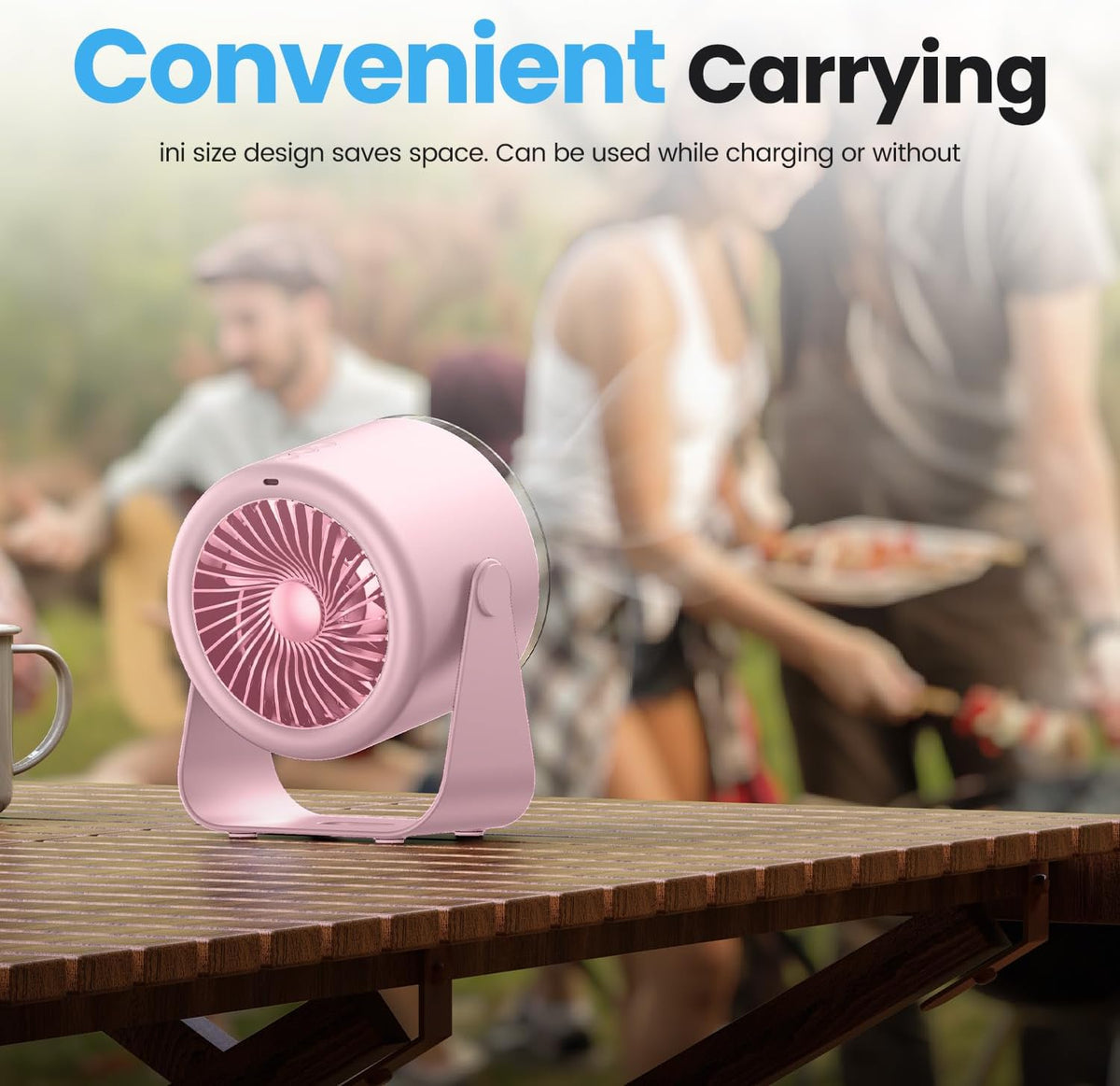 WSKEN Desk Fan with Battery Operated, Quiet Digital Display Portable Fan