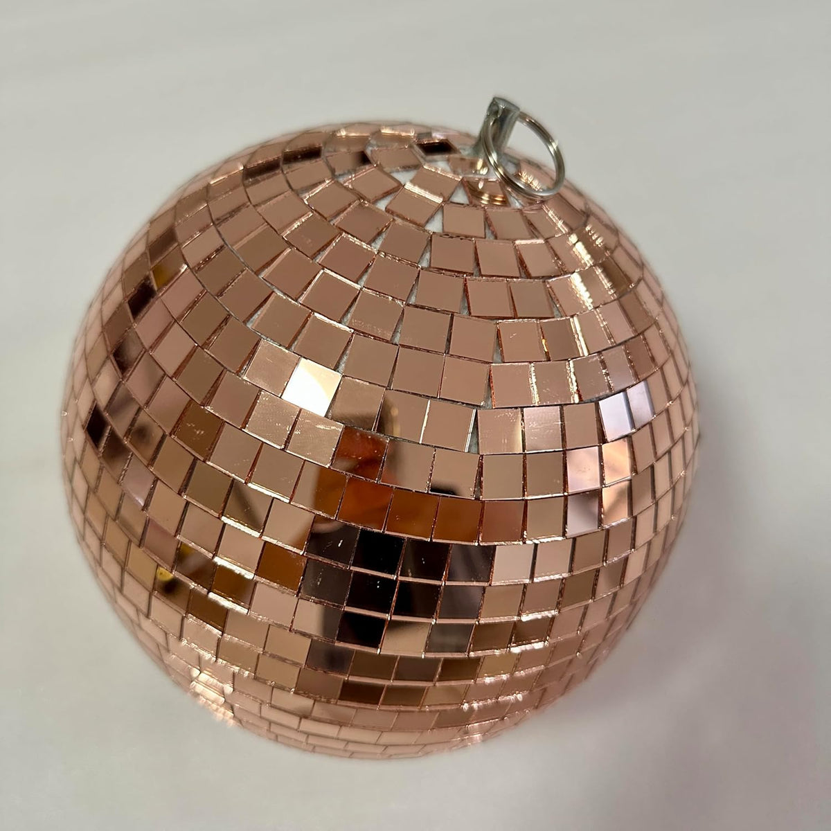 Mirror Disco Ball 8-Inch Reflective Hanging Party Disco Light for Dance Floor, Weddings, Holiday, Home Decor & DJ Events –Rose Gold Real Glass Mirror Ball with Hanging Ring