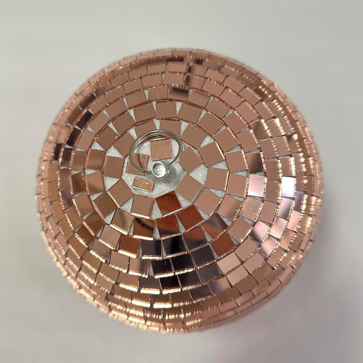 Mirror Disco Ball 8-Inch Reflective Hanging Party Disco Light for Dance Floor, Weddings, Holiday, Home Decor & DJ Events –Rose Gold Real Glass Mirror Ball with Hanging Ring