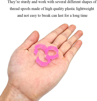 50 PCS Sewing Bobbin Clips, Sewing Thread and Bobbin Organizer Holder Accessories and Supplies for Craft Embroidery Plastic Thread Clamps Spools Organizers, Pink