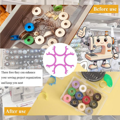 50 PCS Sewing Bobbin Clips, Sewing Thread and Bobbin Organizer Holder Accessories and Supplies for Craft Embroidery Plastic Thread Clamps Spools Organizers, Pink