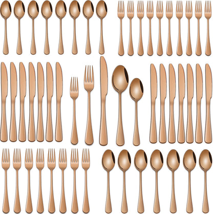 Rose Gold 30-Piece Flatware Sets Service For 6,Pink Silverware Set Includes Knife Spoon And Forks Eating Utensils Sets For Kitchen,Metal Cutlery Set Tableware Sets
