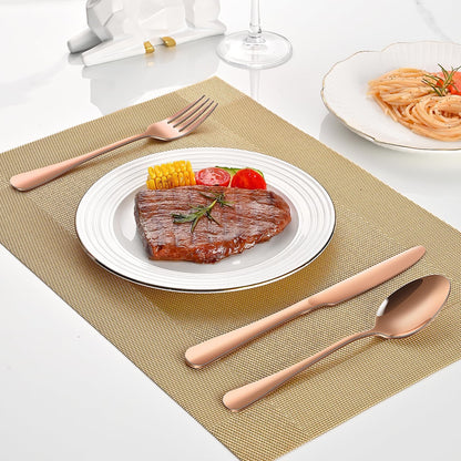 Rose Gold 30-Piece Flatware Sets Service For 6,Pink Silverware Set Includes Knife Spoon And Forks Eating Utensils Sets For Kitchen,Metal Cutlery Set Tableware Sets