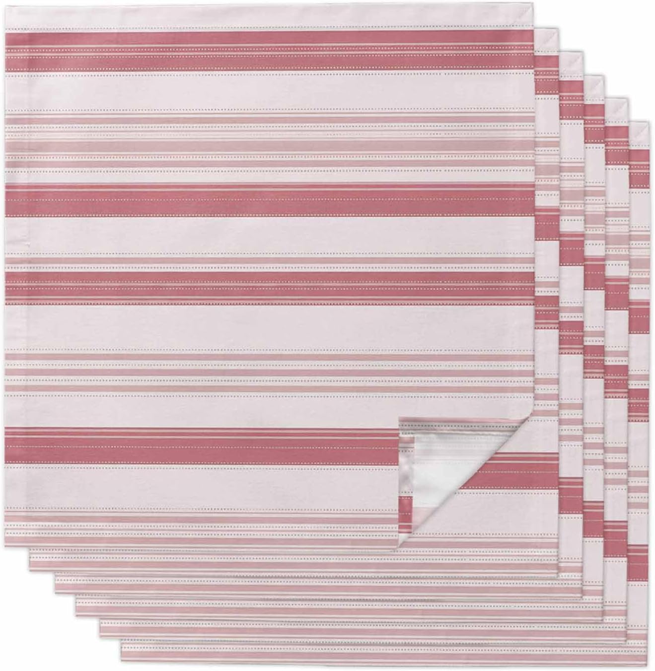 Pink Stripes Cloth Napkins Set of 6, Holiday Napkins for Baby Shower, Modern Minimalist Lines Pattern Washable Reusable Dinner Napkin for Cocktail Wedding Party, 20 x 20 Inch