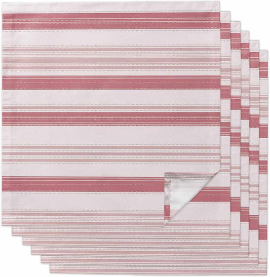 Pink Stripes Cloth Napkins Set of 6, Holiday Napkins for Baby Shower, Modern Minimalist Lines Pattern Washable Reusable Dinner Napkin for Cocktail Wedding Party, 20 x 20 Inch