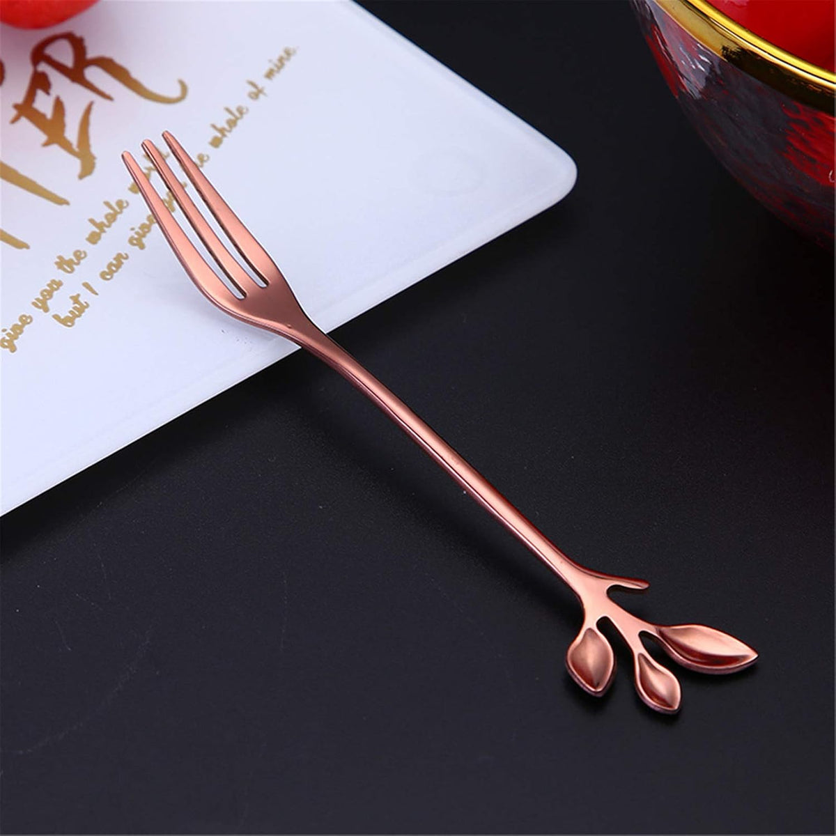 Stainless Steel Dessert Fruit Forks Cocktail Sticks Set of 6, Stainless Steel 4.7 Inches Mini Salad Forks Appetizer Cake Dessert Forks Party Supplies (6 Forks-Rose Gold)