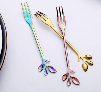 Stainless Steel Dessert Fruit Forks Cocktail Sticks Set of 6, Stainless Steel 4.7 Inches Mini Salad Forks Appetizer Cake Dessert Forks Party Supplies (6 Forks-Rose Gold)