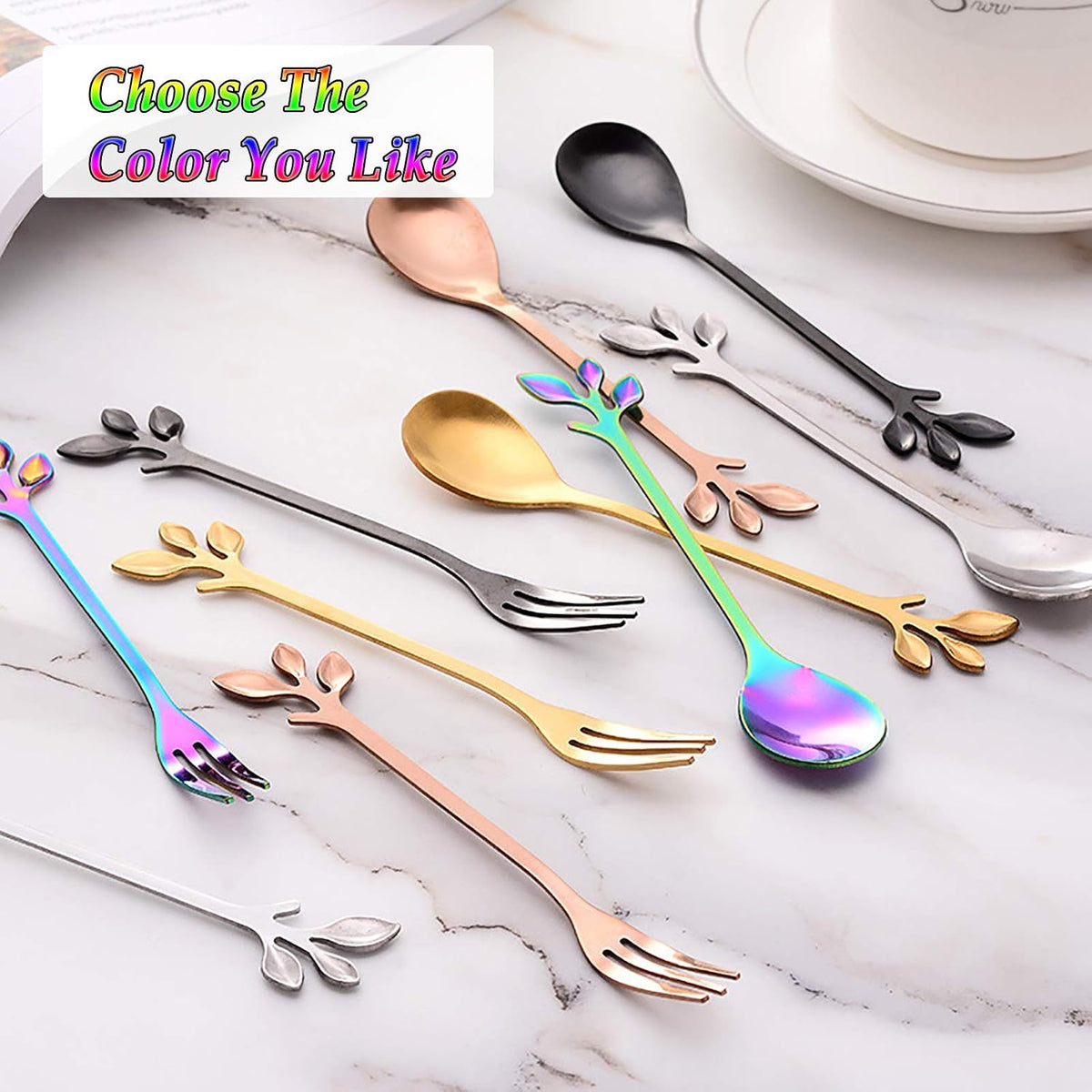 Stainless Steel Dessert Fruit Forks Cocktail Sticks Set of 6, Stainless Steel 4.7 Inches Mini Salad Forks Appetizer Cake Dessert Forks Party Supplies (6 Forks-Rose Gold)