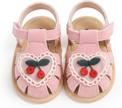 Infant Baby Girls Summer Sandals with Flower Bowknot Soft Sole Wedding Dress Flats Newborn First Walkers Crib Dress Shoes