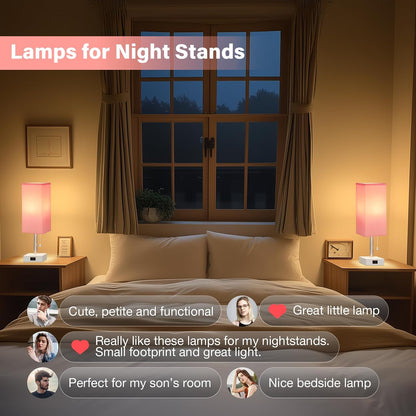 Fenmzee Bedside Lamp for Bedroom Set of 2 - Pink Table Lamp for Nightstand