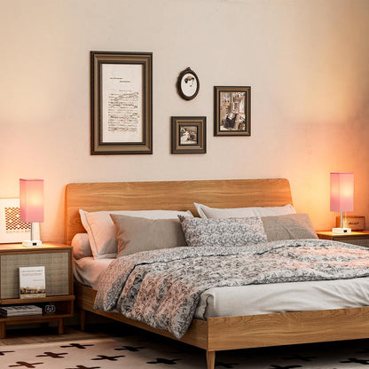 Fenmzee Bedside Lamp for Bedroom Set of 2 - Pink Table Lamp for Nightstand