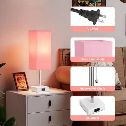 Fenmzee Bedside Lamp for Bedroom Set of 2 - Pink Table Lamp for Nightstand