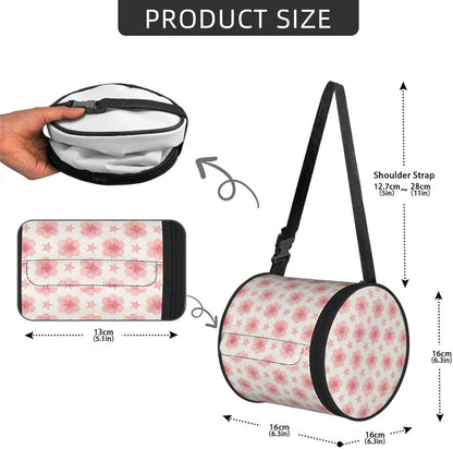 Round Tissue Holder Bag Car Hanging Tissue Boxes Cover with Adjustable Strap Foldable Roll Storage Bags with Zipper Tissues Case Organizer for Home Decor Toilet Office(Pink Flowers)