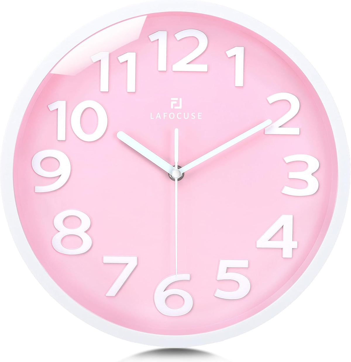 Lafocuse 12 Inch Modern Analog Light Pink Wall Clock for Girls Bedroom